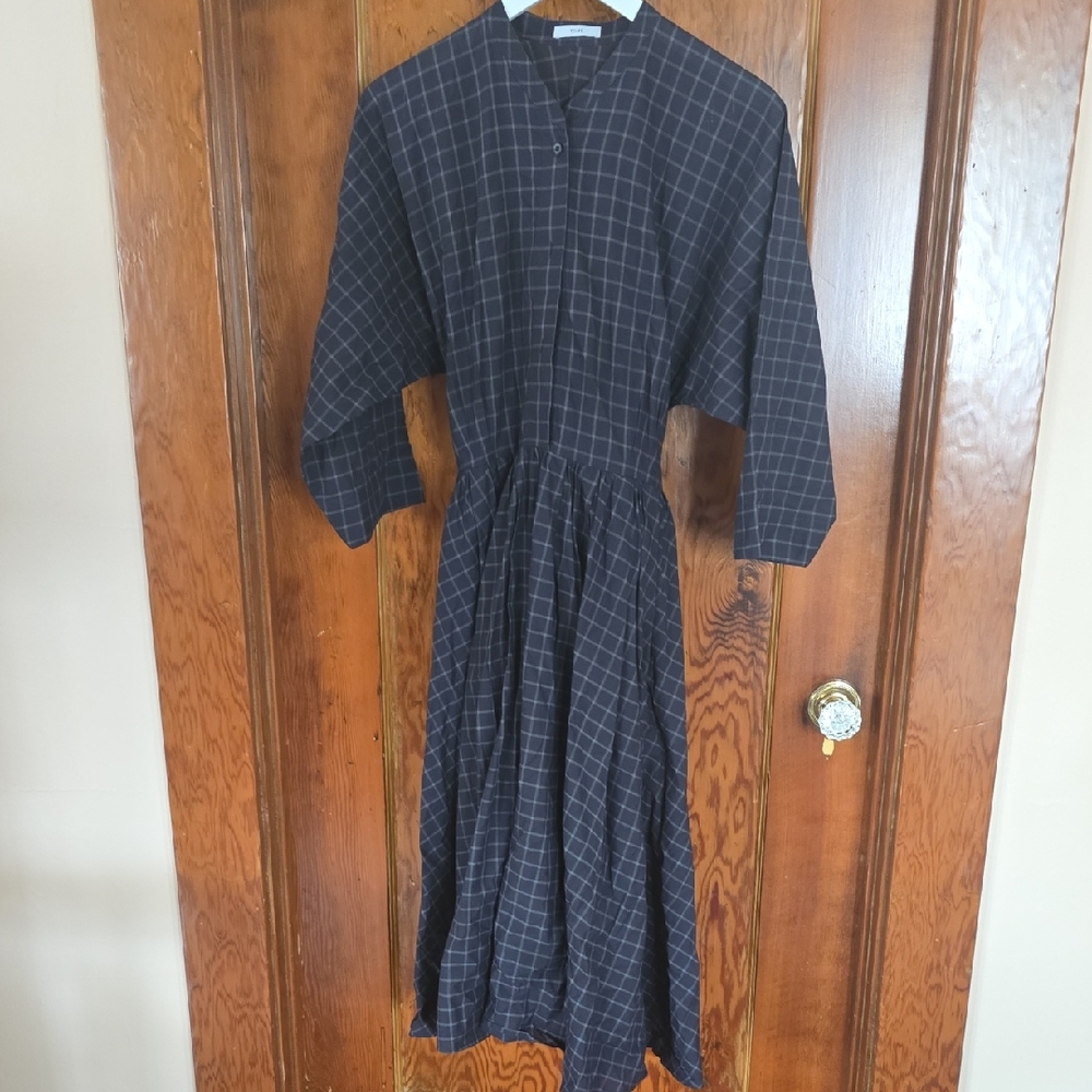 Black Checkered Midi Dress